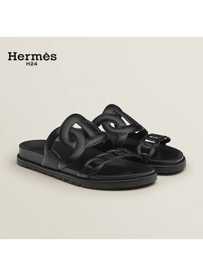 Hermes H24 Extra Sandal Techno-sandal in Nappa Leather  Metallic Anatomical Rubber Sole - Image 1
