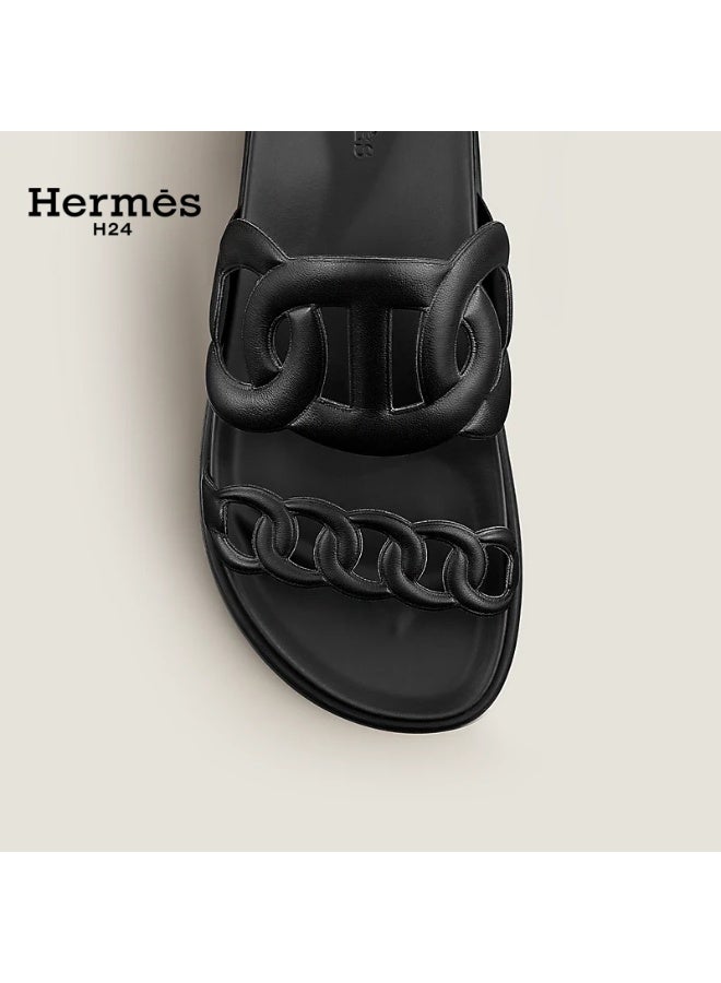 Hermes H24 Extra Sandal Techno-sandal in Nappa Leather  Metallic Anatomical Rubber Sole - Image 4