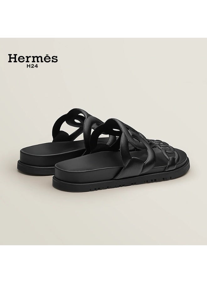 Hermes H24 Extra Sandal Techno-sandal in Nappa Leather  Metallic Anatomical Rubber Sole - Image 3