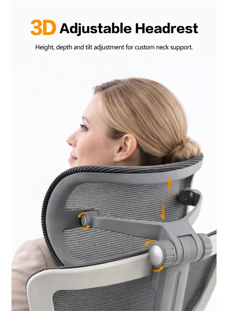 Damons Alpha Ergonomic Office Chair with 6D Armrests, Dynamic Lumbar Support for Home Office Chair, Adjustable Backrest Desk Chair, Swivel Big and Tall Office Chair - Image 4