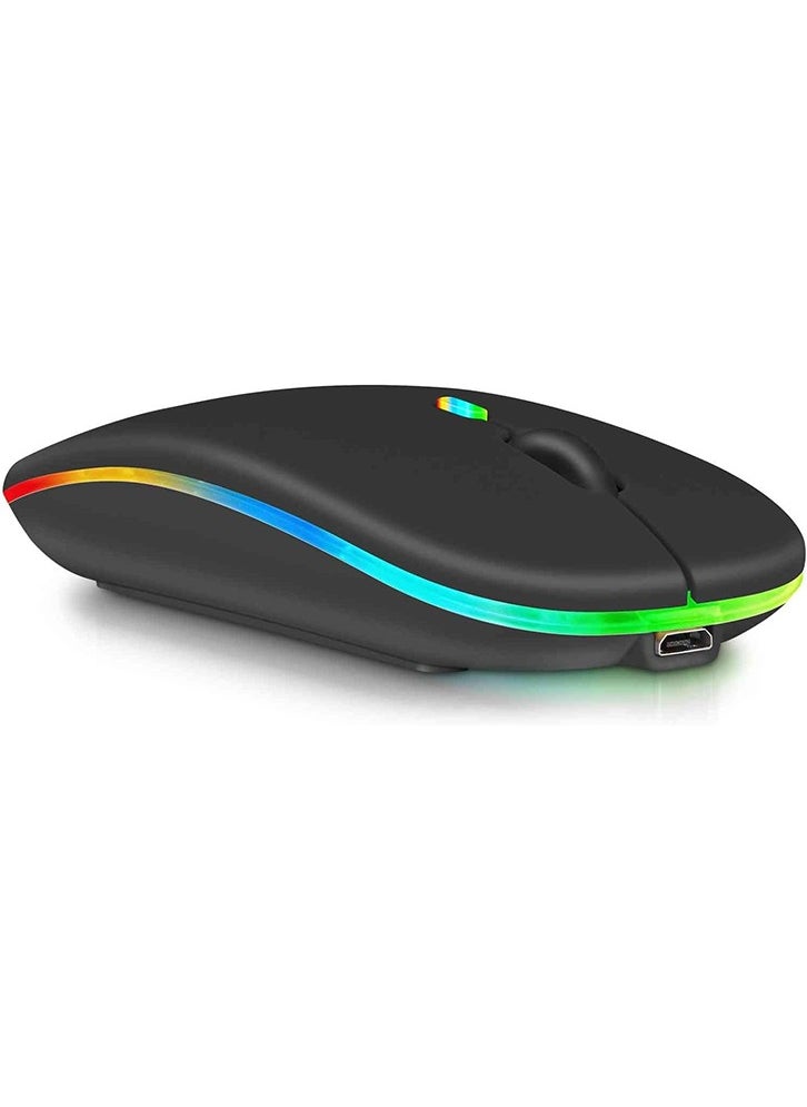 Generic Wireless Bluetooth Mouse, Bluetooth 5.1 + USB, 2.4GHz Rechargeable Silent Bluetooth Wireless Mouse, Computer Mice with USB Receiver(Black)  - Image 2