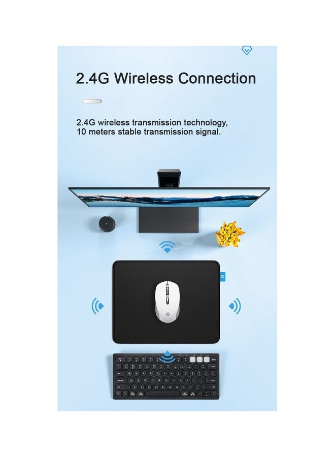 HP S1000 Plus Silent Optical 2.4Ghz Wireless Mouse 1600DPI Mute Mouse Laptop PC Office WHITE - Image 5