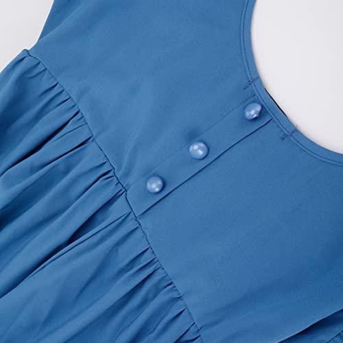 HEQU Regency Dresses for Women with Satin Sash Ruffle Empire Waist Dress Gown (L, Royal Blue) - Image 3