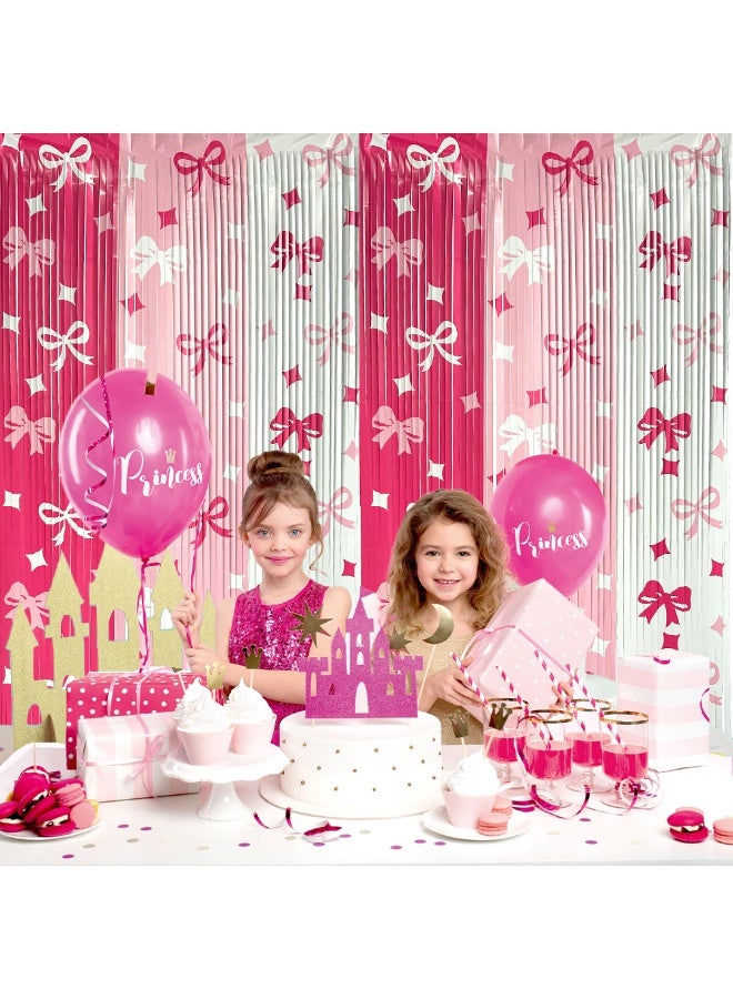 Party 2-piece set of three-color bow smooth rain curtains, Valentine's Day themed wedding decoration party scene (single size: 100*200 cm) - Image 1
