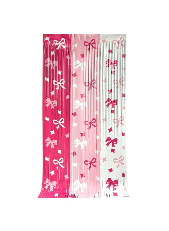 Party 2-piece set of three-color bow smooth rain curtains, Valentine's Day themed wedding decoration party scene (single size: 100*200 cm) - Image 2