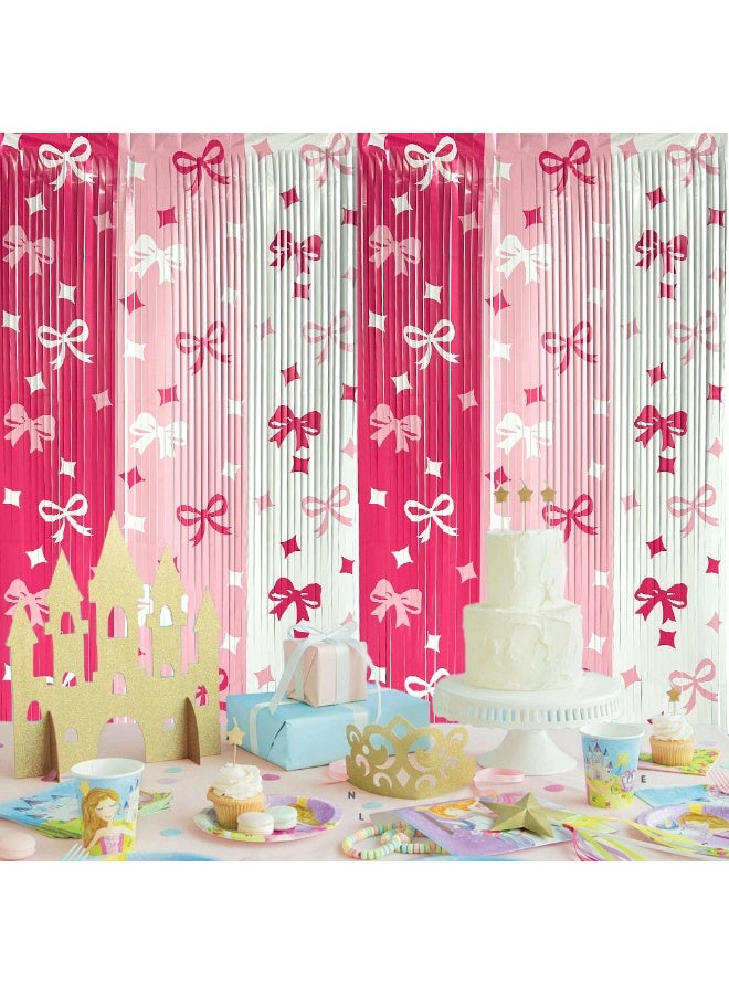 Party 2-piece set of three-color bow smooth rain curtains, Valentine's Day themed wedding decoration party scene (single size: 100*200 cm) - Image 4
