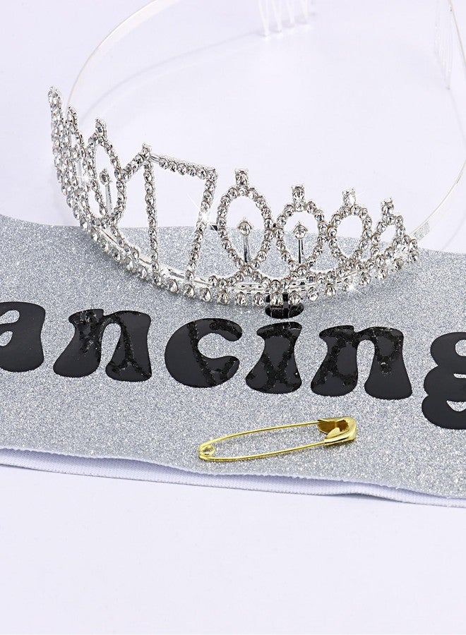 FASOTY Dancing Queen Party Decorations 17, Silver Glitter with Black Foil Dancing Queen Sash and Crown for Girls, Funny 17th birthday Decorations Disco Party Favors - Image 4