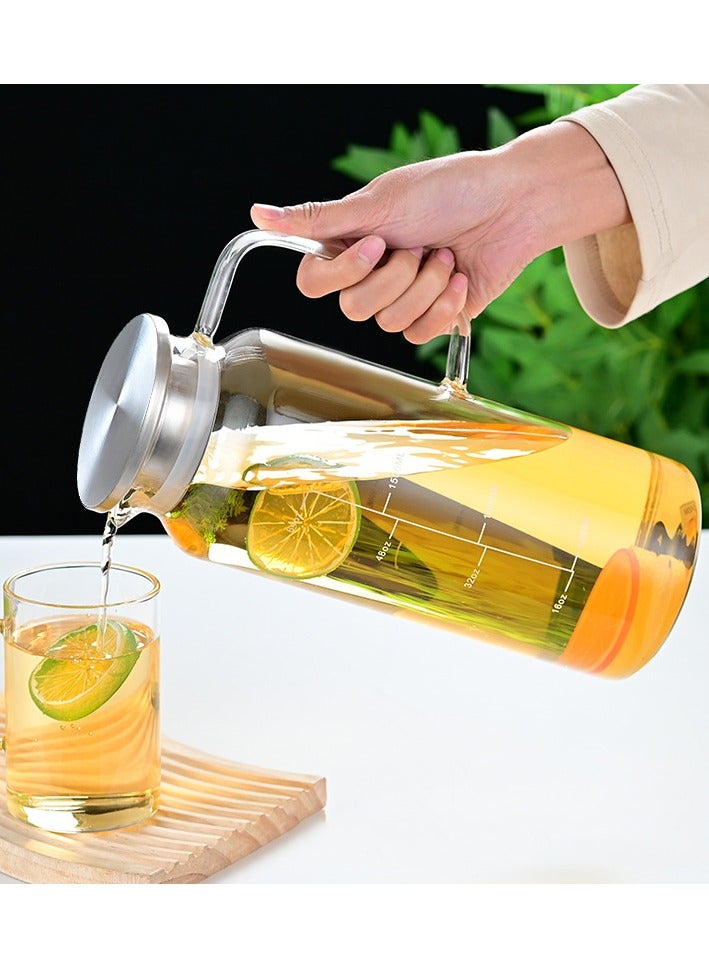  CityRiya-Long إبريق زجاجي ، قاذف ماء 1800 مل للشاي الجليدي ، قنينة زجاجية مقاومة للحرارة للماء الساخن/البارد ، وعاء الشاي الزجاجي ، ومياه منزلية للثلاجة ، وجرة شاي مثلجة كبيرة للقهوة - Image 2
