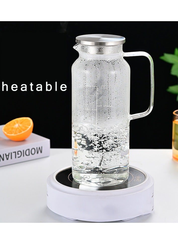  CityRiya-Long إبريق زجاجي ، قاذف ماء 1800 مل للشاي الجليدي ، قنينة زجاجية مقاومة للحرارة للماء الساخن/البارد ، وعاء الشاي الزجاجي ، ومياه منزلية للثلاجة ، وجرة شاي مثلجة كبيرة للقهوة - Image 4