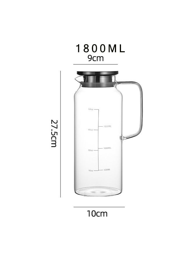  CityRiya-Long إبريق زجاجي ، قاذف ماء 1800 مل للشاي الجليدي ، قنينة زجاجية مقاومة للحرارة للماء الساخن/البارد ، وعاء الشاي الزجاجي ، ومياه منزلية للثلاجة ، وجرة شاي مثلجة كبيرة للقهوة - Image 5
