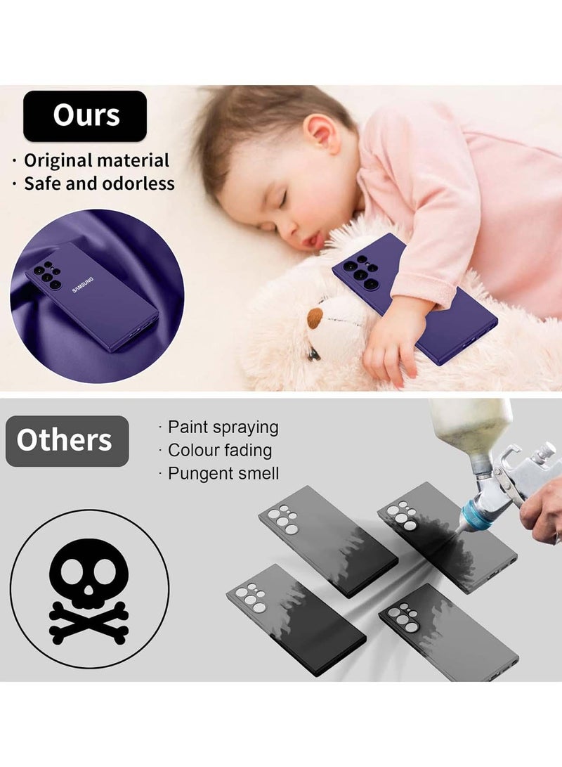 دبليو تيك غطاء حماية من السيليكون السائل الناعم الفاخر لهاتف سامسونج جالاكسي S23 الترا 5G 2023 باللون الأرجواني الباذنجاني - Image 5