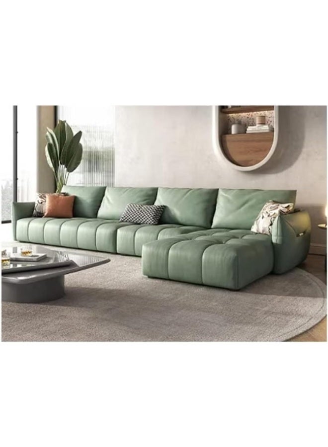 Comfynest Modern L-Shaped Faux Leather Italian Sofa - Ultimate Comfort for Your Living Room (Green, Left Bed)  - Image 1