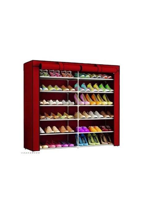 Collapsible Shoe Rack with Cover, 5-Tier Metal Stand (Multicolor)
