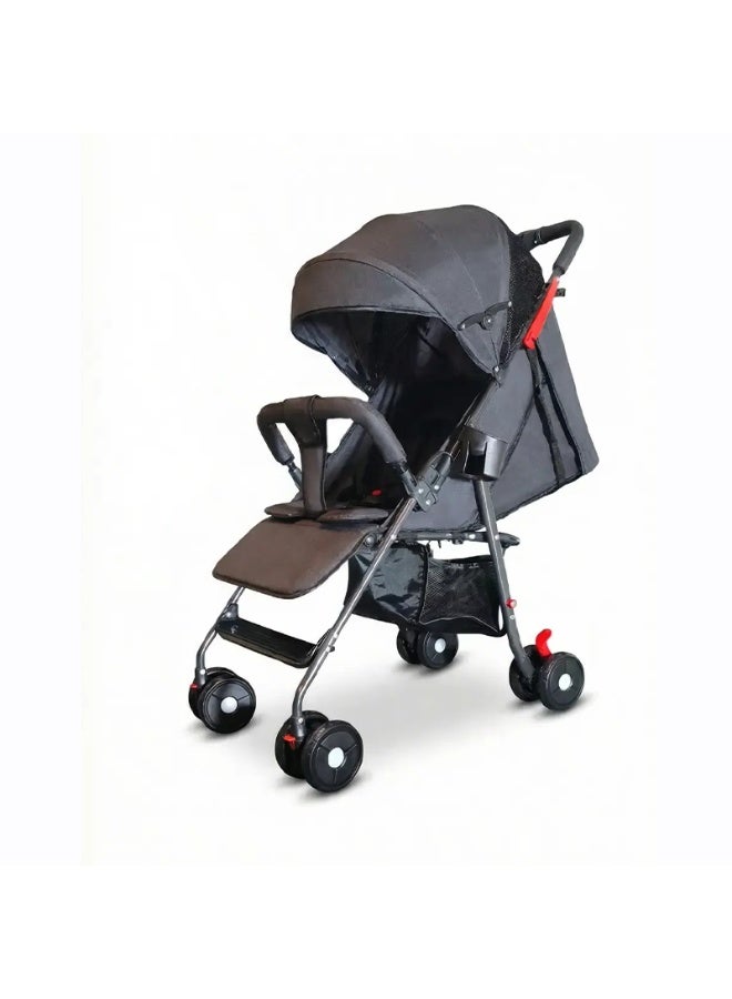 عربة أطفال خفيفة الوزن لون رمادي غامق قابلة للطي و التعديل مع سلة تخزين مريحة TC006-01 - Image 2