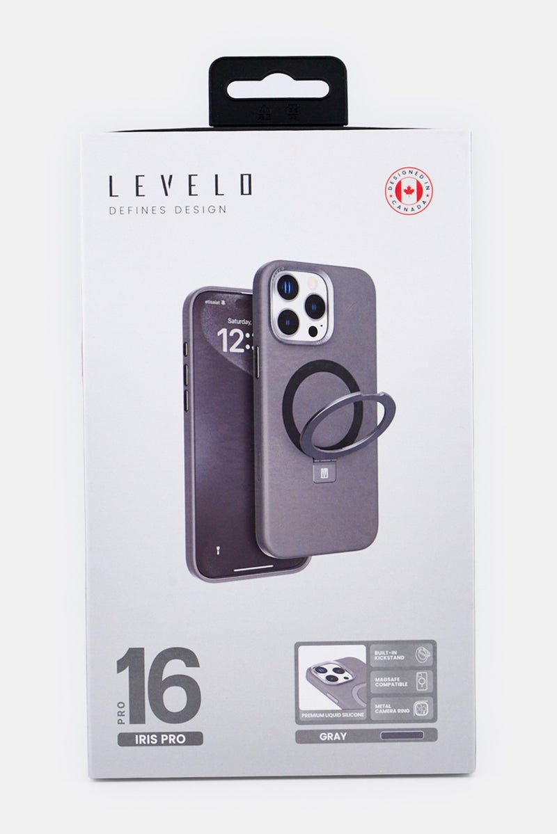 LEVELO iPhone 16 Pro Iris Magsafe Liquide Silicone Case, Grey - Image 2