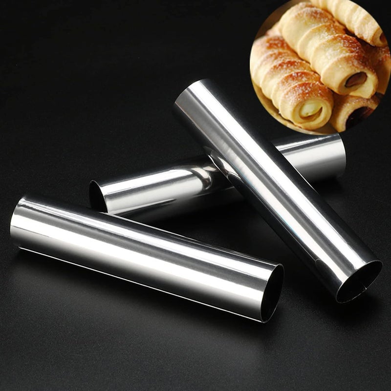 PhantomSky 12 Pack Cannoli Tube Non Stick Stainless Steel Cream Horn Mold Danish Pastry Cannoli Form Screw Croissant Shell Cream Roll Spiral Bread DIY Cake Baking Mold for Home kitchen Outdoor Picnic - Image 5