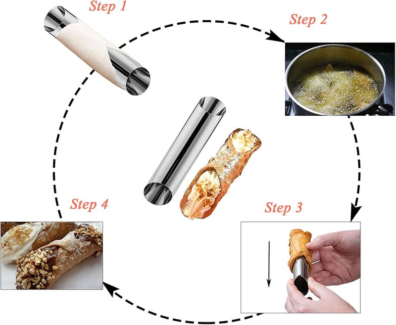PhantomSky 12 Pack Cannoli Tube Non Stick Stainless Steel Cream Horn Mold Danish Pastry Cannoli Form Screw Croissant Shell Cream Roll Spiral Bread DIY Cake Baking Mold for Home kitchen Outdoor Picnic - Image 3