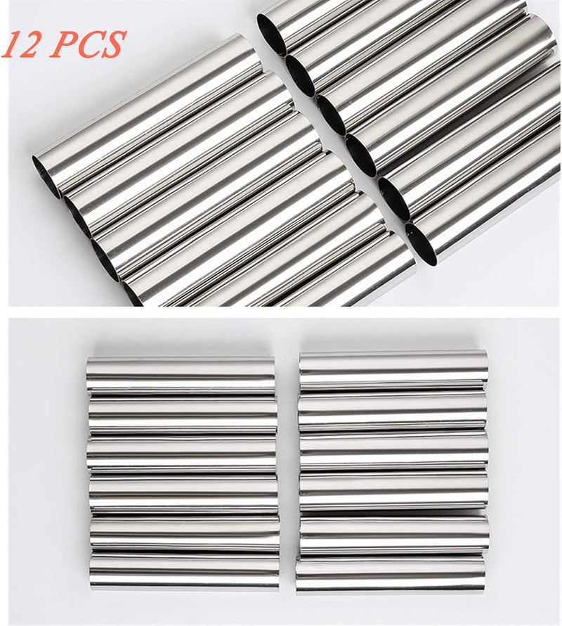 PhantomSky 12 Pack Cannoli Tube Non Stick Stainless Steel Cream Horn Mold Danish Pastry Cannoli Form Screw Croissant Shell Cream Roll Spiral Bread DIY Cake Baking Mold for Home kitchen Outdoor Picnic - Image 2