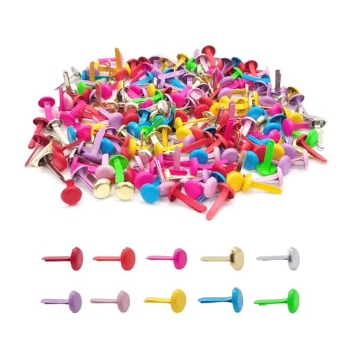 Quacc 200pcs Multicolor Split Pins Round Scrapbooking Brads 0.24 x 0.5Inch Split Pins Paper Fasteners Brads for Craft Art Crafting School Project Decorative Scrapbooking DIY Supplies - Image 1
