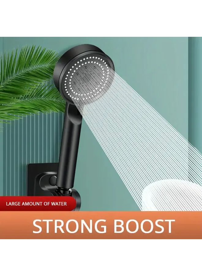 High Pressure Silvery Shower Head With Hose 5 Spray Modes Handheld Holder - Image 5