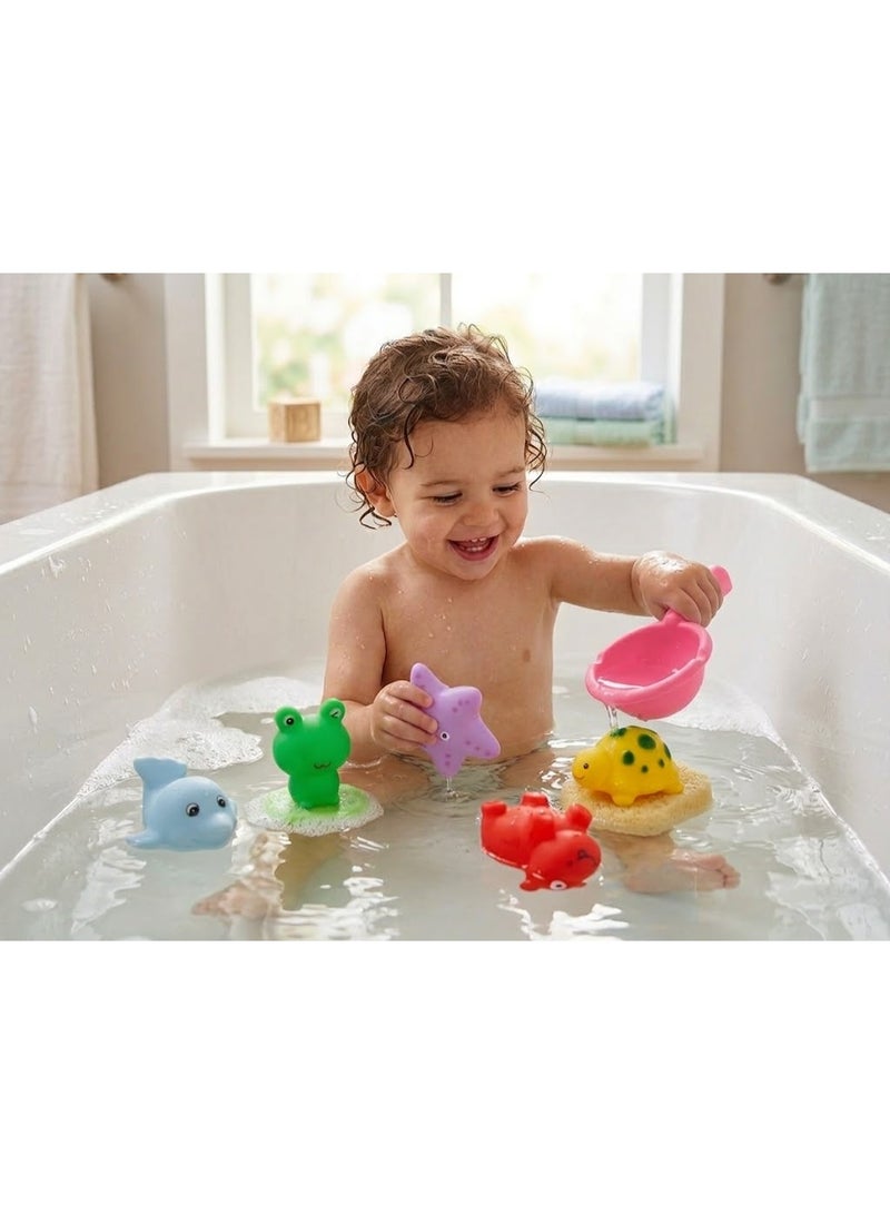 6 Pcs Baby Water Toys Set with Squeaker | Kids Water Toys Set | 6 Pieces Bath Toys for Kids | Baby Bath Toys Set | Kids Bathroom Toys | Swimming Toys for Kids | Baby Tub Toys 6 Pcs | Squeaky Bath Toys for Kids | Water Toys with Squeaker | Bath Toys for Babies | Water Squirter Toys | Water Toys for Infants and Kids | Colorful Bath Toys Set | Cartoon Water Toys for Kids | Sea Animal Water Toys | Splash Toys for Kids - Image 1