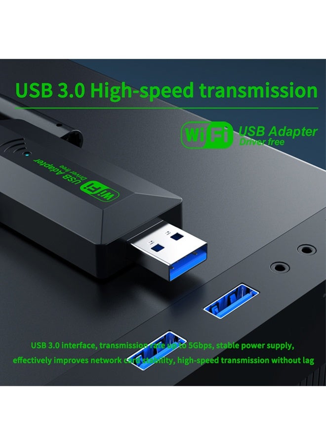 ElecMoga USB WiFi Adapter,  1200Mbps WiFi Dongle USB 3.0 Dual Band 5G/2.4G Wireless Network Adapter for Desktop Laptop PC, Dual 5dBi Antennas, Supports Windows 11/10/8.1/8/7, Mac OS 10.9-10.15 - Image 2