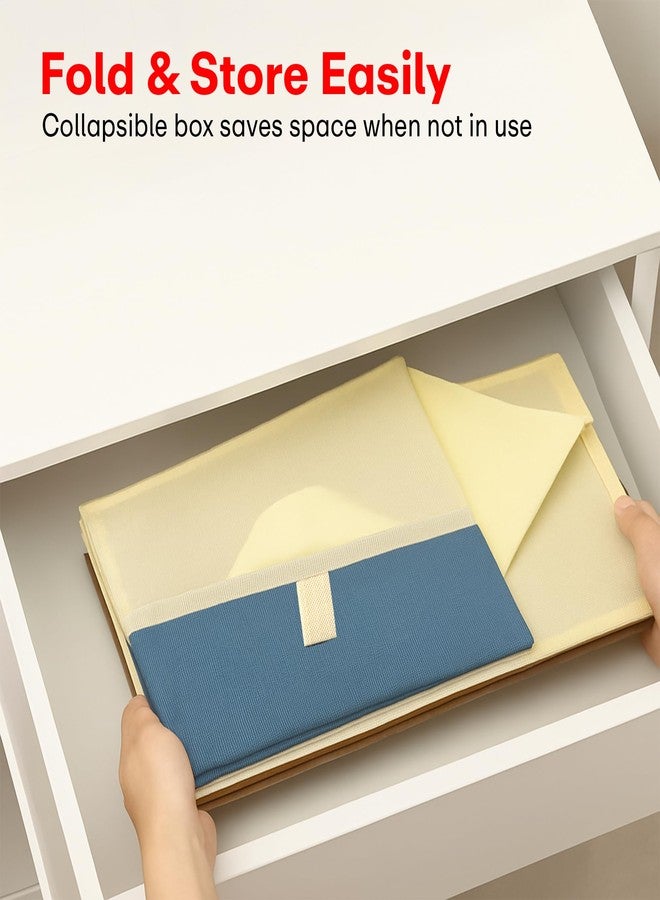 PRIME PICK Smart Fold Storage Box Set Foldable Cloth Organizer Multipurpose Wardrobe Drawer Closet Storage Container for Clothes Toys Accessories Breathable Fabric Blue Pack of 6 - Image 3