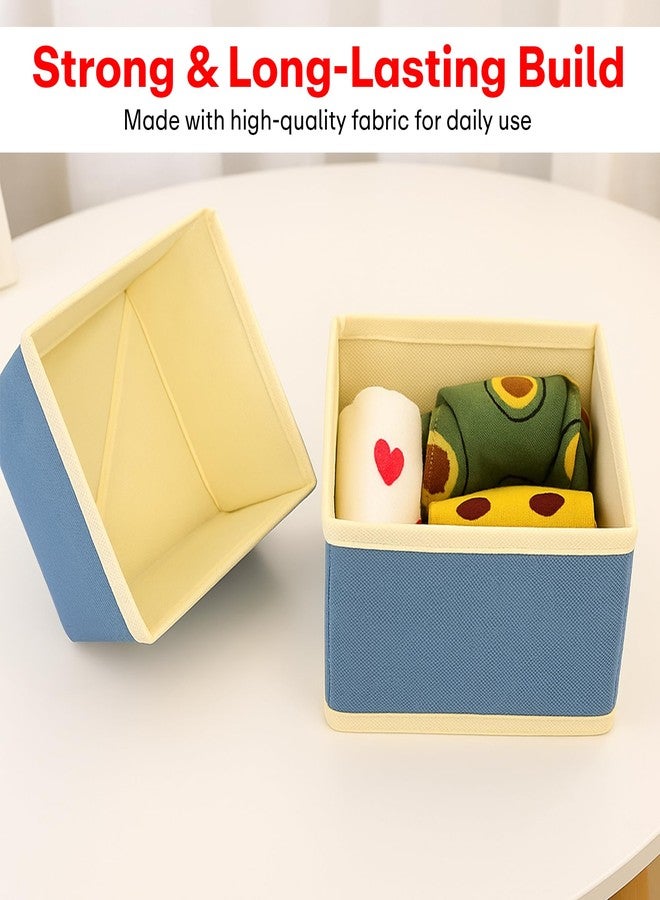 PRIME PICK Smart Fold Storage Box Set Foldable Cloth Organizer Multipurpose Wardrobe Drawer Closet Storage Container for Clothes Toys Accessories Breathable Fabric Blue Pack of 6 - Image 2