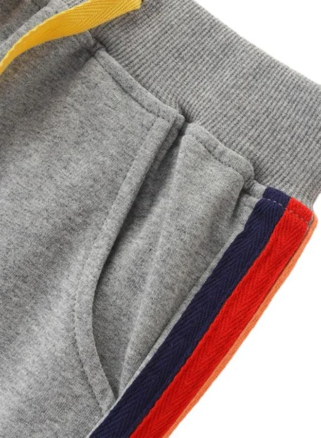 يونيكي Grey Regular Fit Mid Rise Striped Trackpant