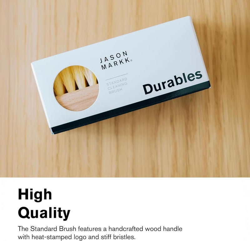 Jason Markk فرشاة تنظيف قياسية - مقبض خشبي مصنوع يدويًا - شعيرات صناعية - قوية على البقع والأوساخ العنيدة على النعل الأوسط - رائعة لتنظيف الأحذية بشكل عام - تعمل على معظم المواد - Image 4