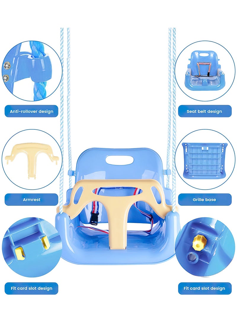 Funz 3-in-1 Toddler Swing Set with Frame Indoor & Outdoor Baby Swing with Foldable Metal Stand Kids Swing Set for Backyard, Easy to Assemble & Store, Light Blue - Image 5
