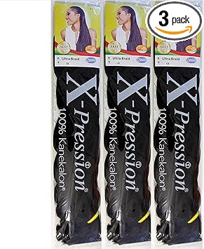 x-pression xpression XPRESSION ULTRA BRAID HAIR EXTENSION FOR BRAIDING 82 165g Per Pack 3 PACKS OFFER COLOUR 1 - Image 1