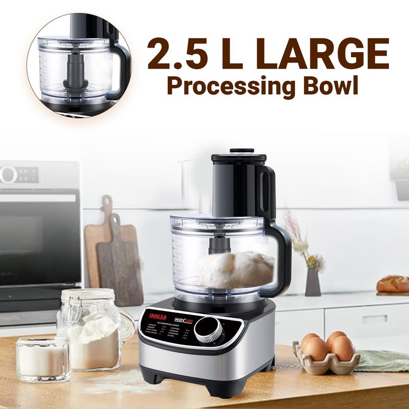 Inalsa INALSA food processor for kitchen with Mixer Grinder Juicer1200 Watt Copper Motor3 Jars25 L Processing JarChopping Kneading BladeCentrifugalCitrus JuicerShreddingSlicingINOX 1200  - Image 4
