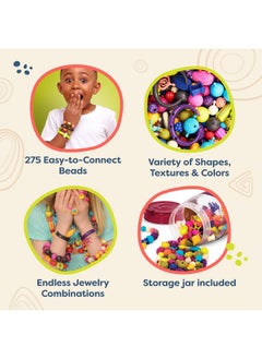 B. Toys B. toys - Pop Arty! 275 Pcs- Jewlery Making Kit- Creative Pop Snap Bead Set for Kids -DIY Craft Jewelry Making Kit -Necklaces, Rings, Bracelets - 4 Years +  - Image 5