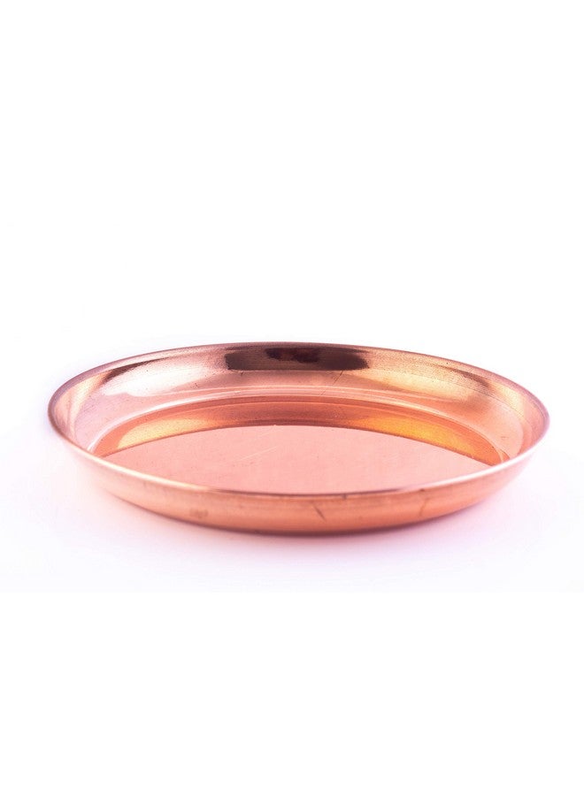 ROLIMOLI Pure Copper Thali Tray Plate, Serving Tea Coffee, Home Décor, Tableware, 7 inch - Image 2