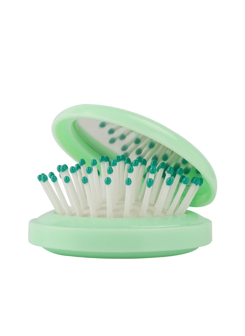 Generic Portable Folding Macaron Air Cushion Comb Pure Color Knot-Free Smooth Hair Massage Comb with Logo Customizable Plastic Hairbrush Green 