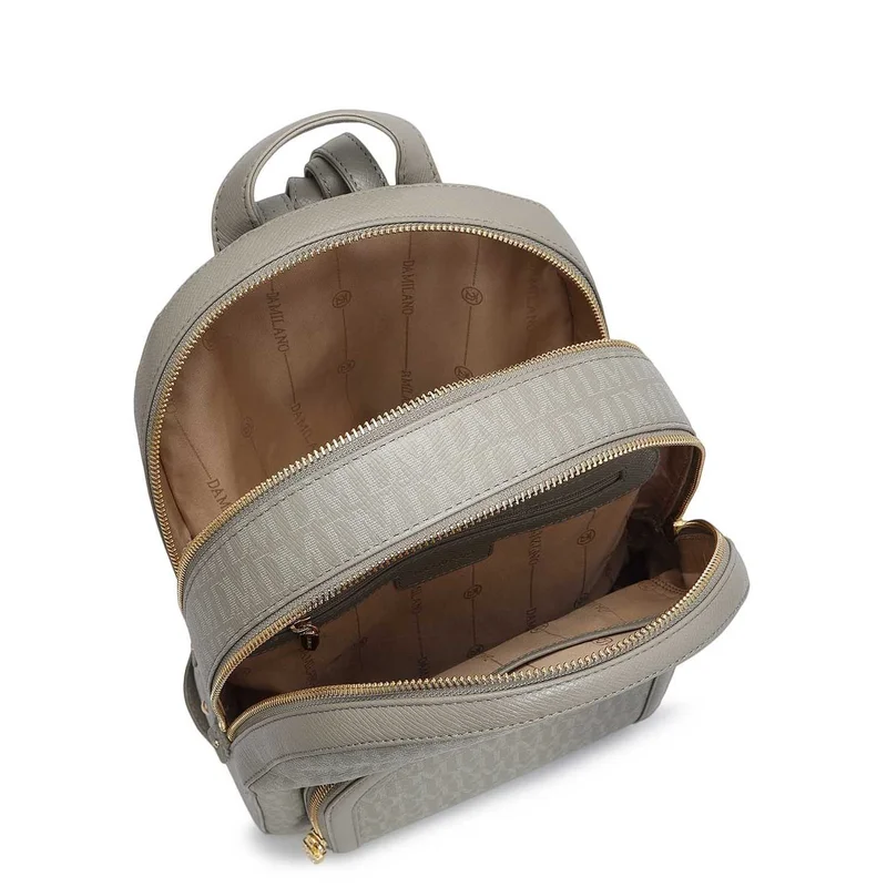 Da Milano  Monogram Franzy Leather Backpack - Stone Grey  | Best Price UAE