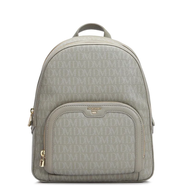 Da Milano Monogram Franzy Leather Backpack - Stone Grey