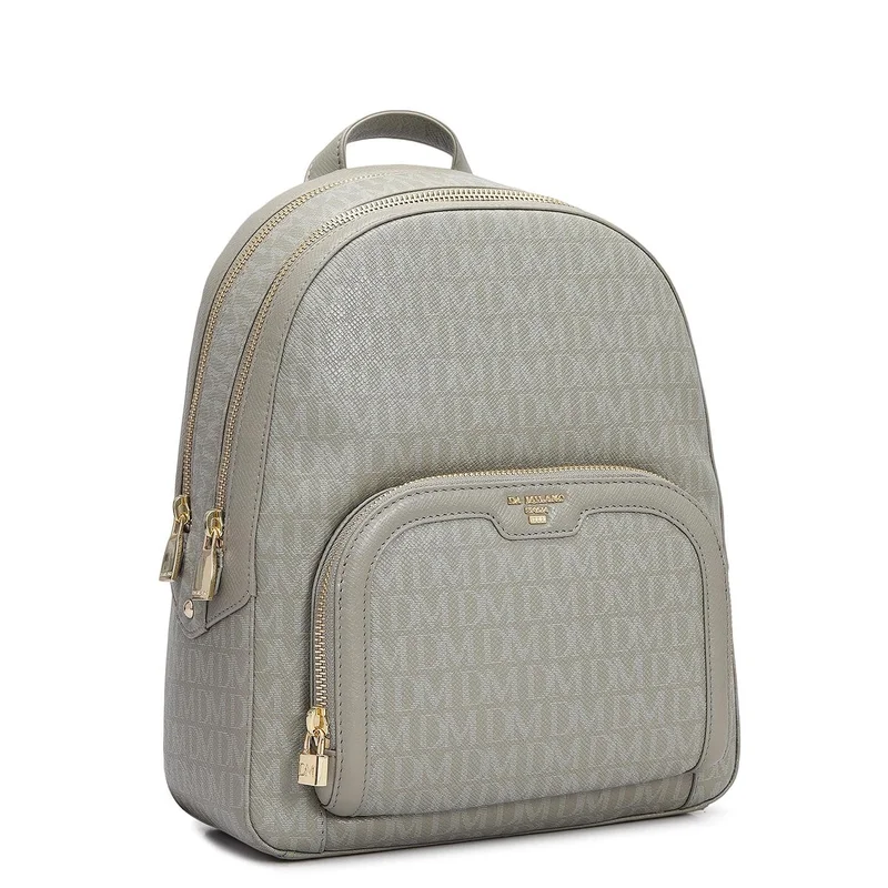 Da Milano Monogram Franzy Leather Backpack - Stone Grey