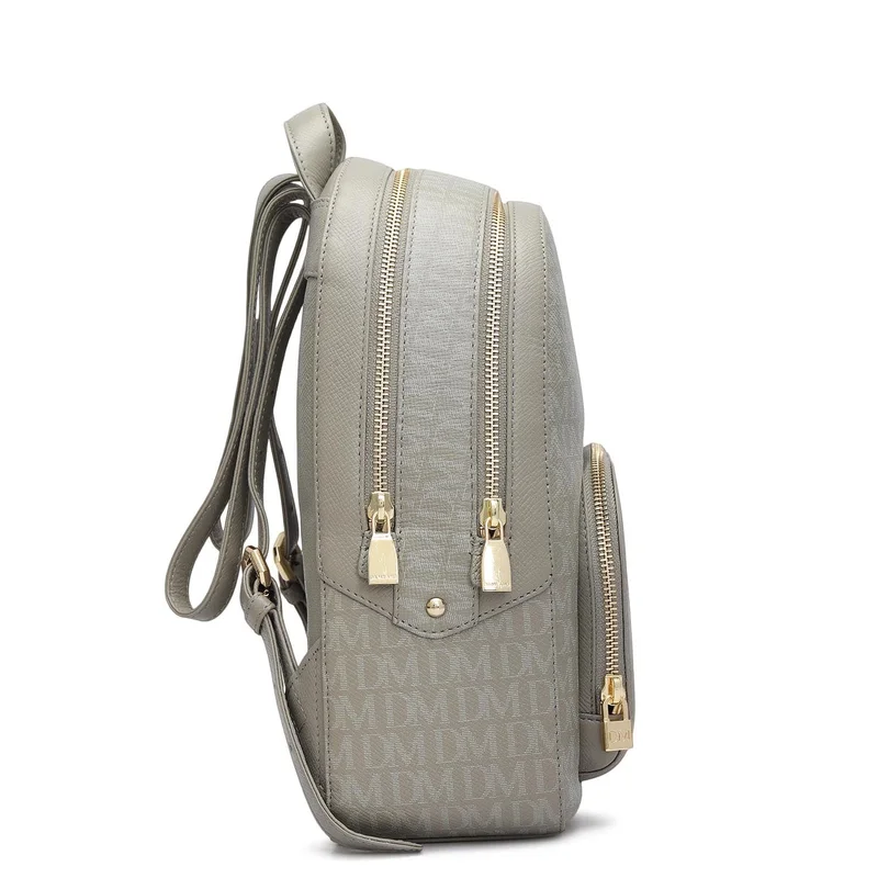 Da Milano  Monogram Franzy Leather Backpack - Stone Grey  | Best Price UAE