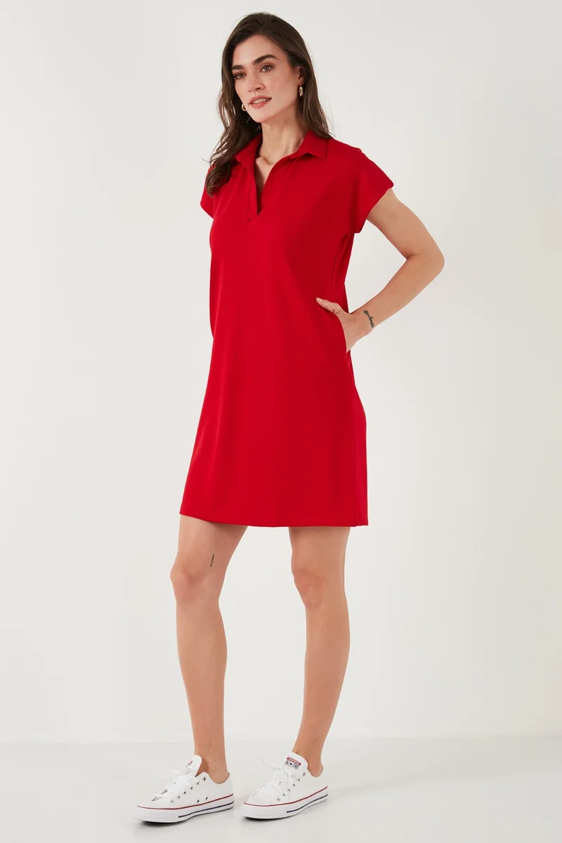 ليلا Regular Fit Polo Neck Mini Dress Women's Dress 5866153