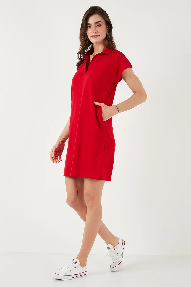 ليلا Regular Fit Polo Neck Mini Dress Women's Dress 5866153