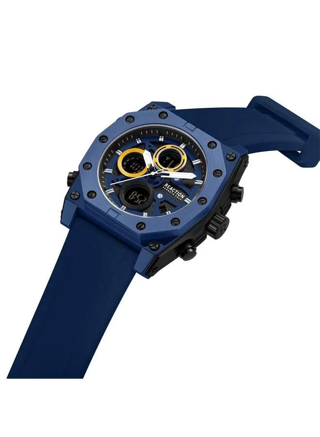 كينيث كول ريأكشن Blue Dial Blue Silicone Strap Analog-digital Watch for Men, 52.4mm