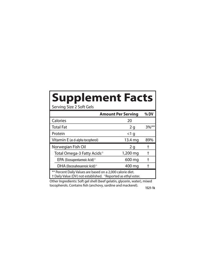 Carlson Super Omega-3 Gems, Norwegian, 1,200 mg Omega-3s, 100 Soft Gels - Image 5