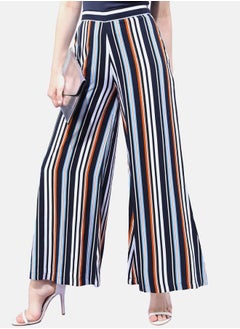 Women Flared Striped Mid-Rise Wide Leg Pants