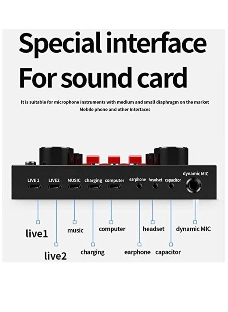 BGM Live Streaming Sound Adapter Phone Laptop Microphone Multi-Function High Sound Quality Intelligent Compatibility Sound Adapter  - Image 2