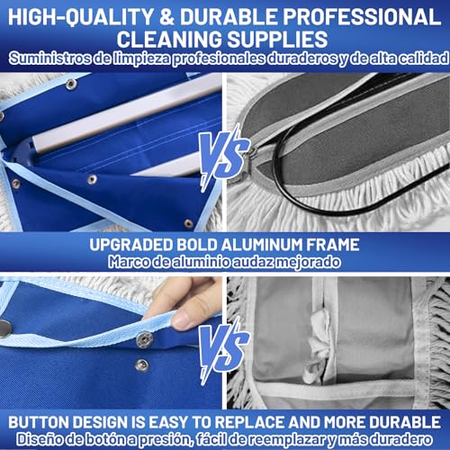 EHADOO 36" Commercial Dust Mop: Dry Dust Broom for Hardwood Floors Cleaning - 2 Mop Pads 59" Long Handle Heavy Duty Frame - Industrial Professional Cleaning Supplies for Hotel Warehouse School Janitor - Image 4