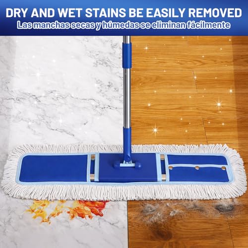 EHADOO 36" Commercial Dust Mop: Dry Dust Broom for Hardwood Floors Cleaning - 2 Mop Pads 59" Long Handle Heavy Duty Frame - Industrial Professional Cleaning Supplies for Hotel Warehouse School Janitor - Image 5
