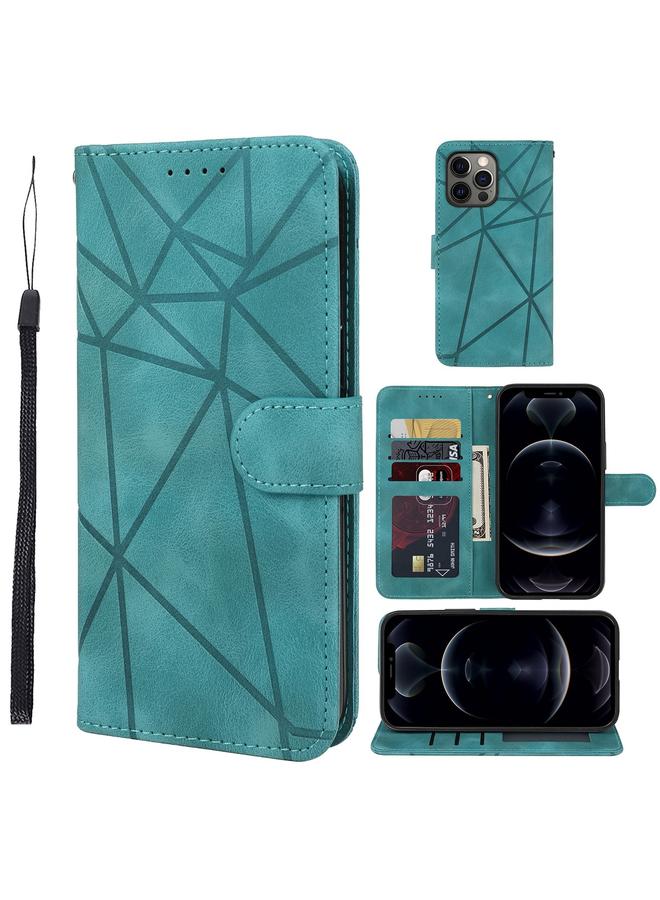 زبون جراب هاتف جلدي بخطوط هندسية لهاتف iPhone 12 / 12 Pro - Image 1