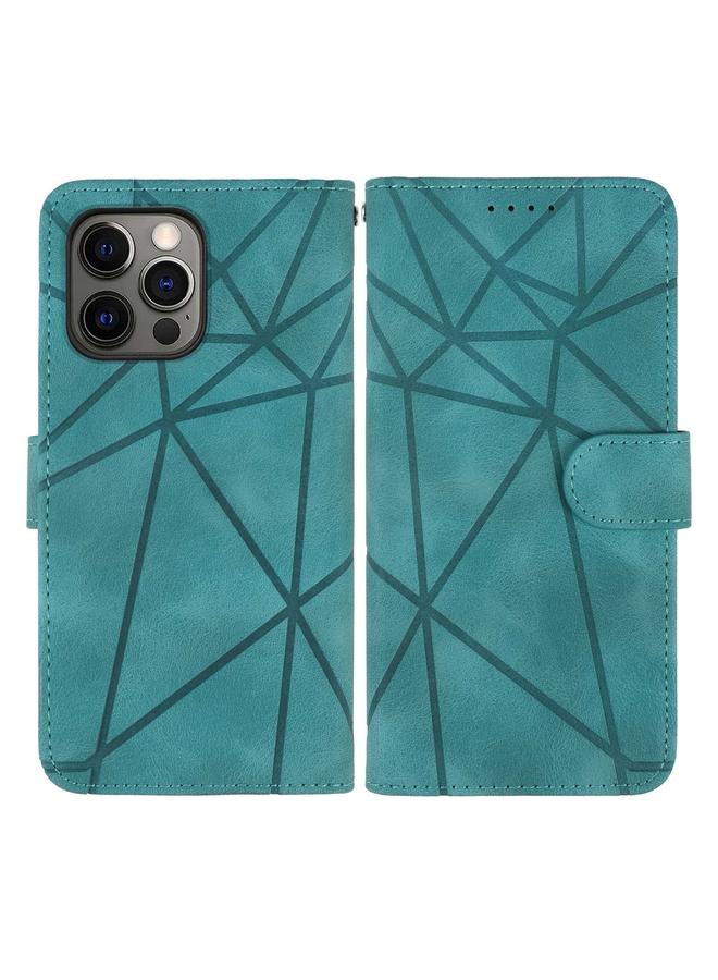 زبون جراب هاتف جلدي بخطوط هندسية لهاتف iPhone 12 / 12 Pro - Image 2